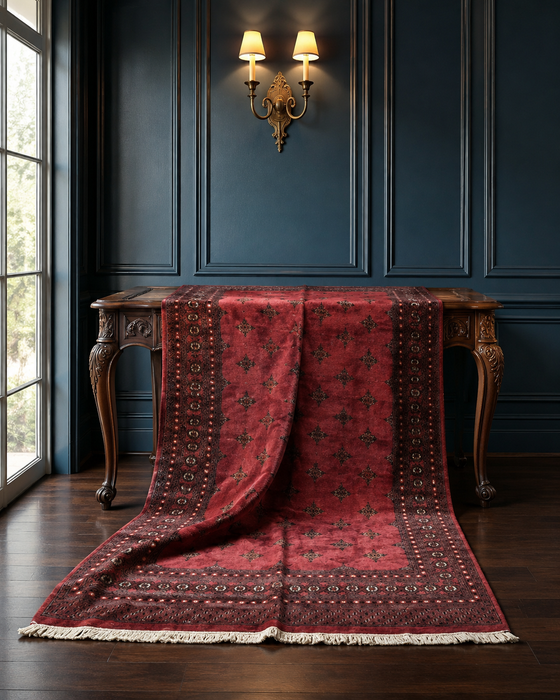 Hand-Knotted Pakistani Bokhara Rug – 100% Wool, size 8' x 10'
