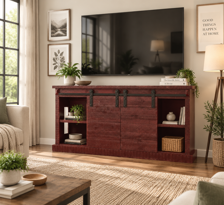 Mason 65" Sliding TV Stand - Vintage Red