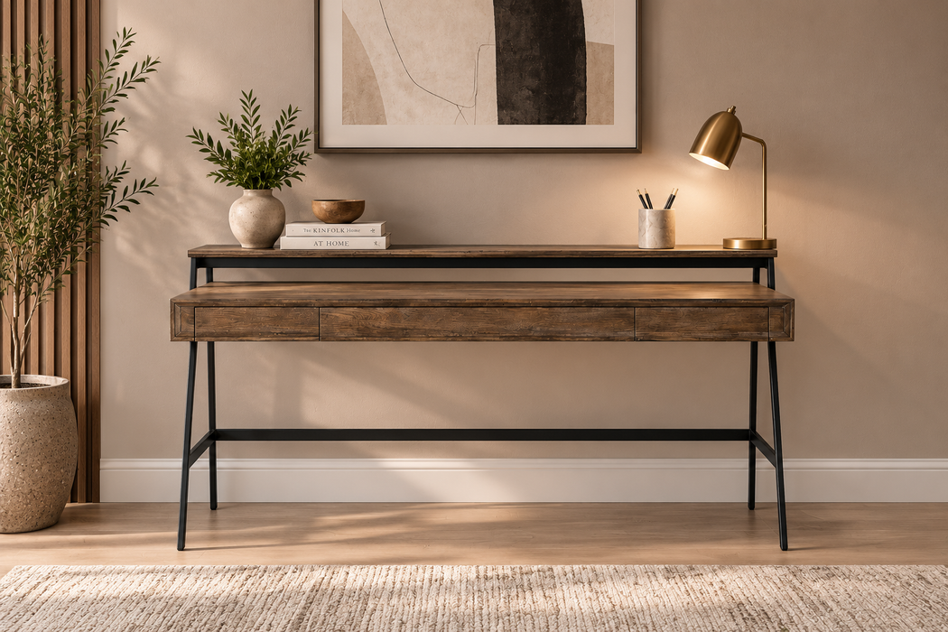 Finnegan Wood and Metal Secretary Desk