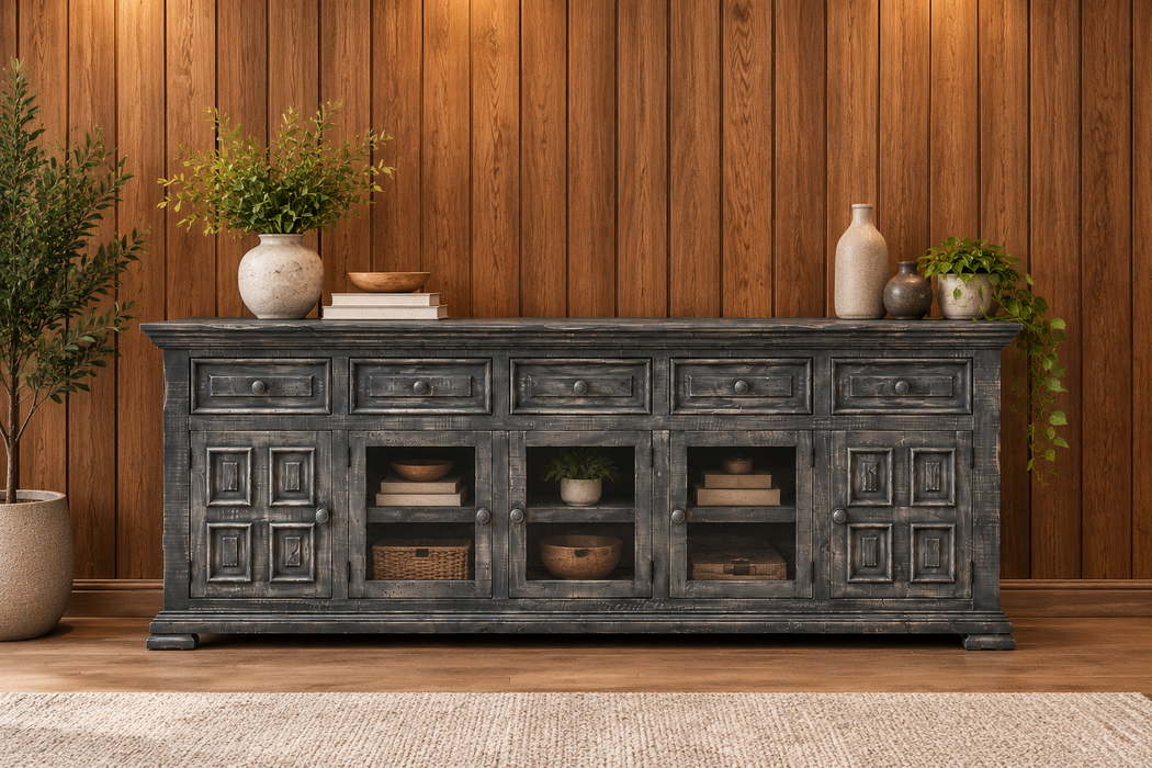Keystone Panel Door TV Stand - 83" (2 Colors Available) - Grey