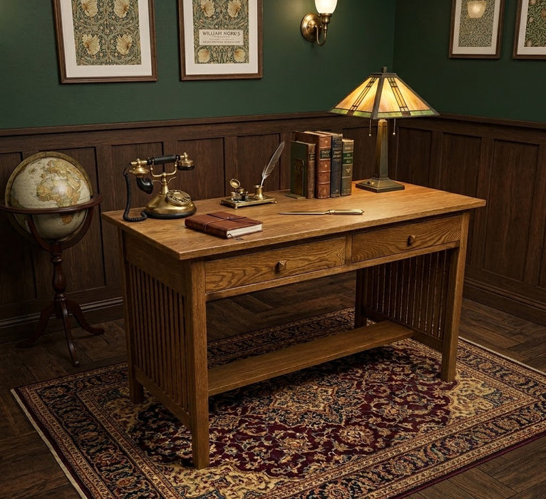 Preorder Mission / Arts and Crafts Solid Oak Writing Desk - 50 Inch