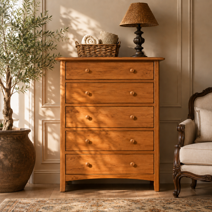 Heritage Cherry Solid Cherry Wood 5-Drawer Chest / Dresser