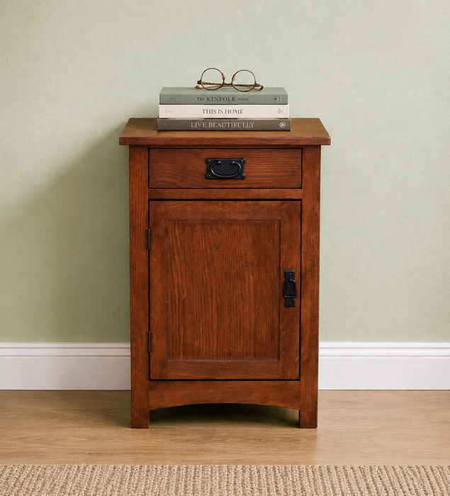 Arts & Crafts 1 Door / 1 Drawer End Table - Walnut