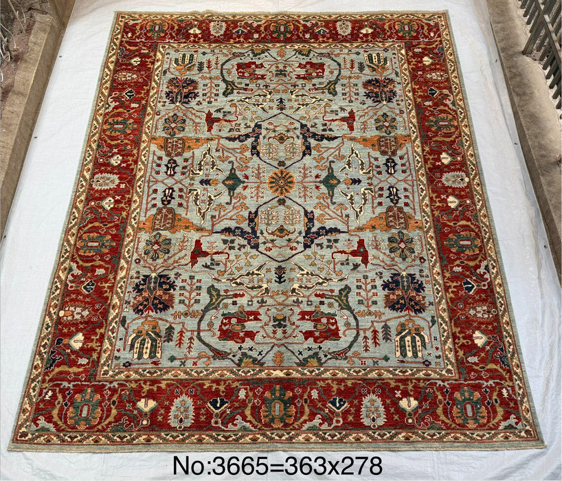 Hand-Knotted Vegetable Dye Sultanabad Rug from Pakistan,  9' 2" x 12'