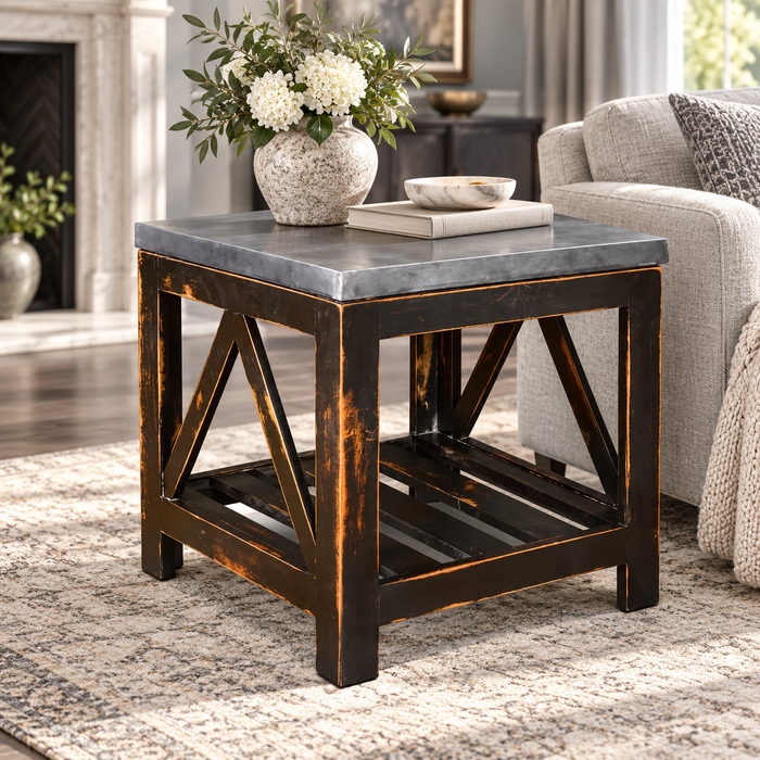 Elements Collection Zinc Top End Table