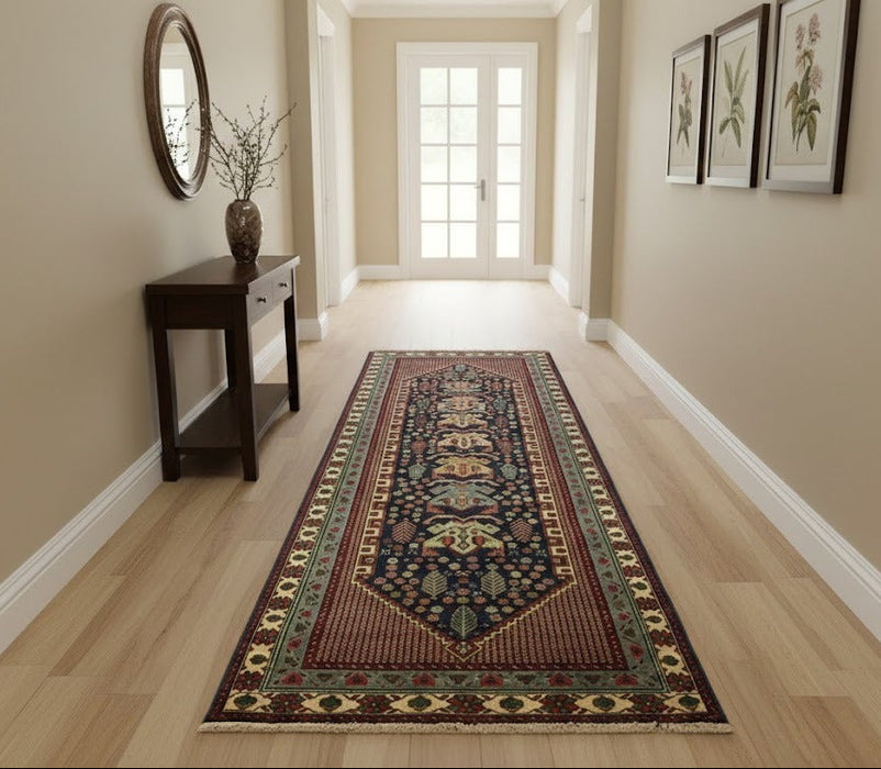 Timeless Beauty, Woven by Hand. Antique Persian Hamadan Rug, size 2' 10" x 9' 7"