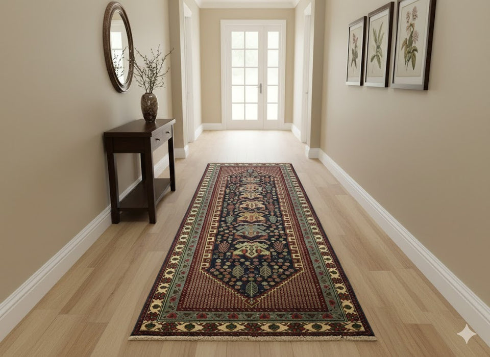 Timeless Beauty, Woven by Hand. Antique Persian Hamadan Rug, size 2' 10" x 9' 7"