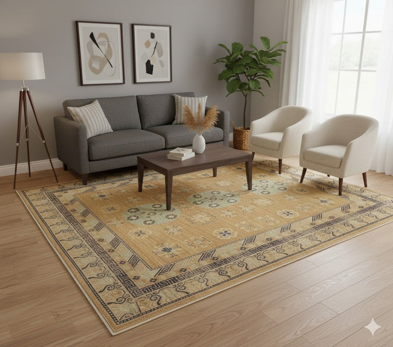 Khotan Pomegranate design Oriental Rug: Size 9" x 12' 4"