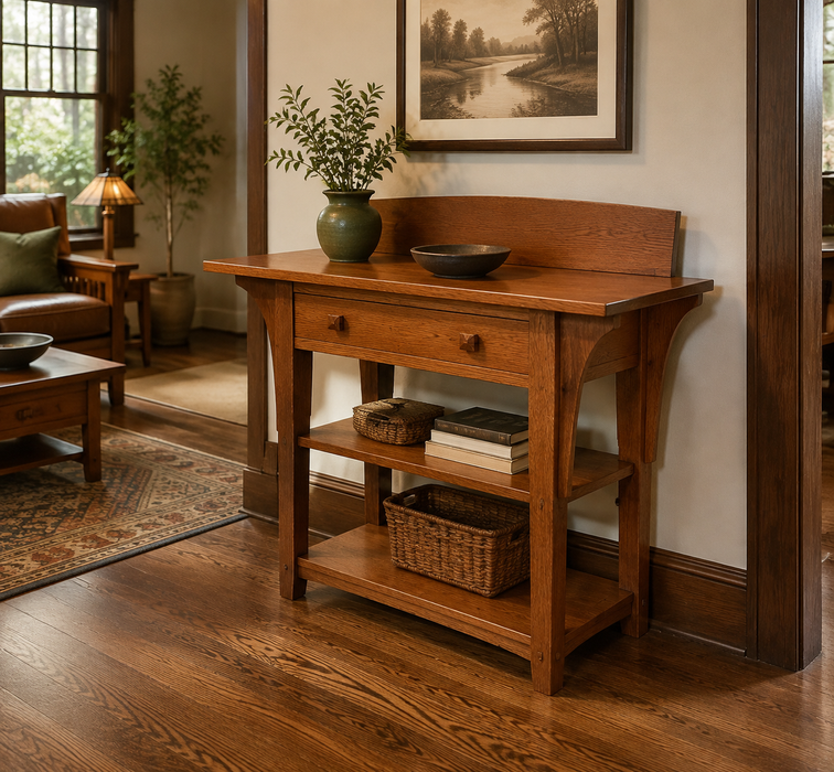 Mission 2 Drawer and Open Shelves Sideboard / Console Table - Michael's Cherry