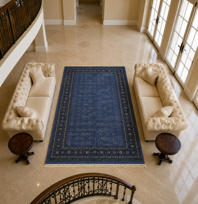 Hand-Knotted Pakistani Bokhara Rug – 100% Wool, size 8' x 10'