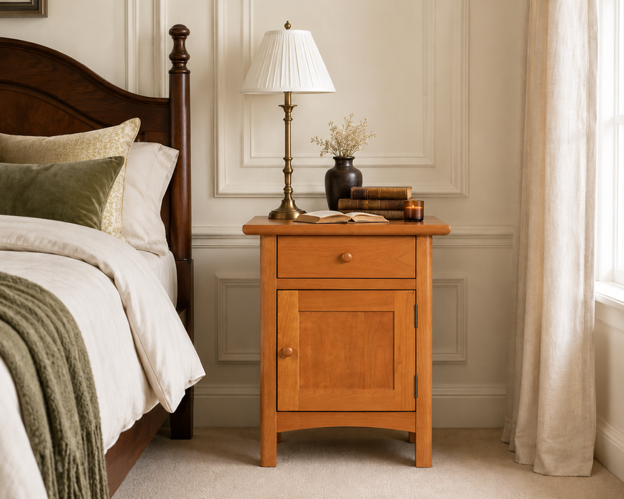 Heritage Cherry Solid Cherry Wood Nightstand with Cabinet Storage