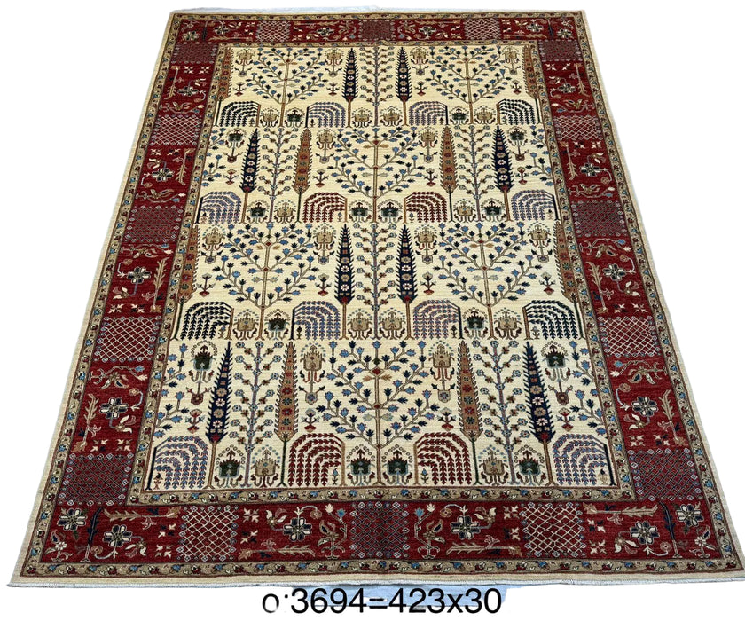Hand-Knotted Bakhtiar Vegetable Dye Rug from Pakistan, 10' x 14'
