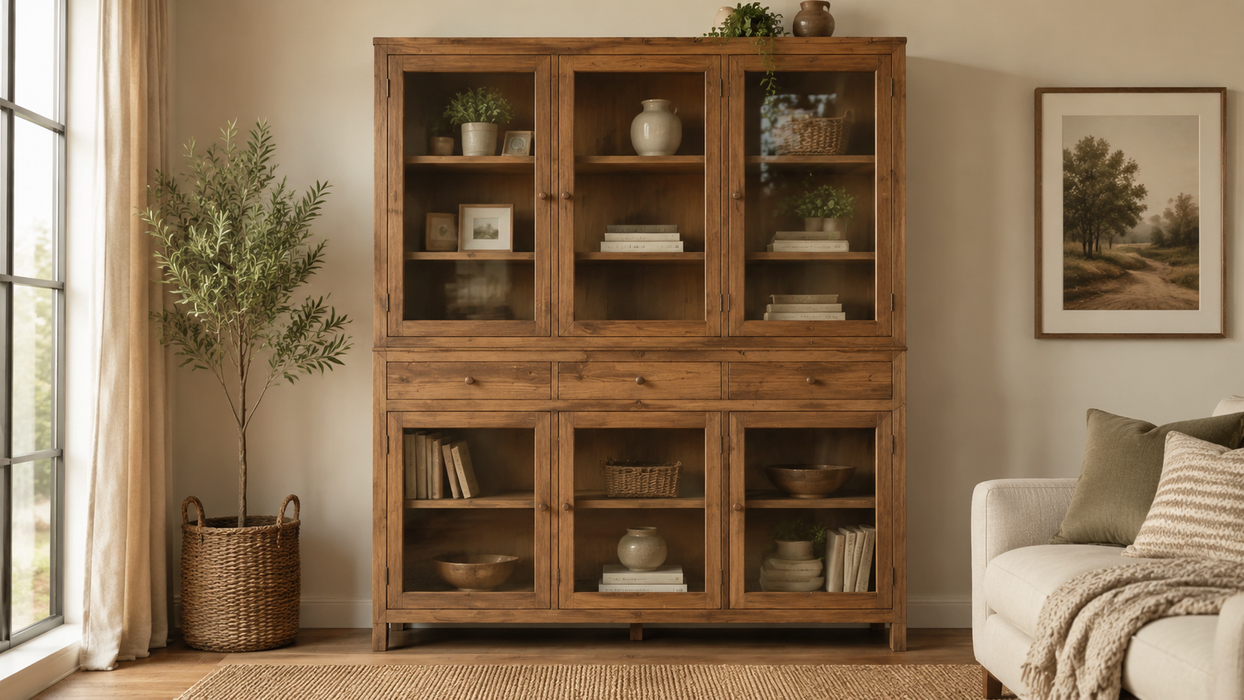 Rustiic-Modern Farmhouse Solid Wood Sideboard and Hutch