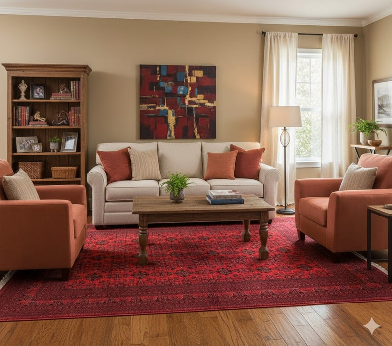 Terkaman Tribal Afghan Oriental Rug, size 5' 5" x 7' 8"