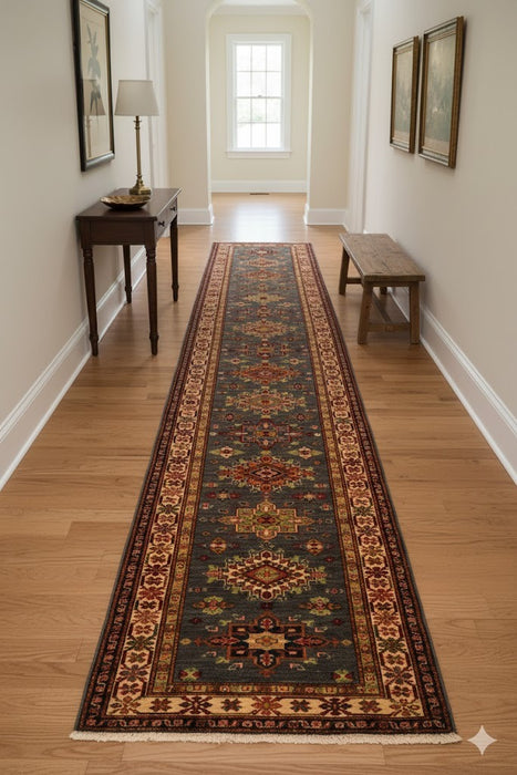 Kazak 100% wool Rug - Runner 2' 9" x 13' 1"