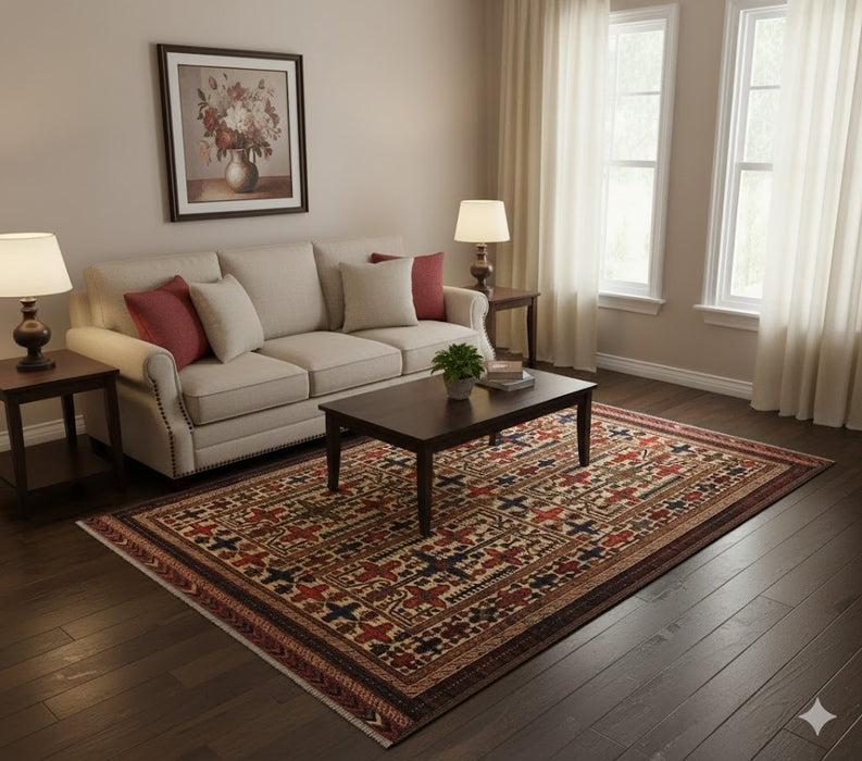 Terkaman Tribal Afghan Oriental Rug, size 9' 7" x 12' 6"  (C)