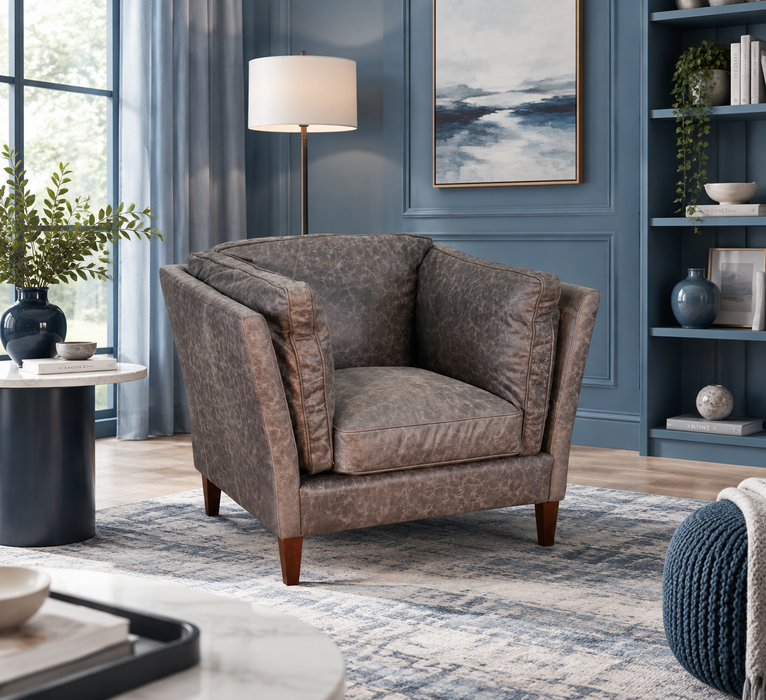 Kenmore Leather Arm Chair - Grey