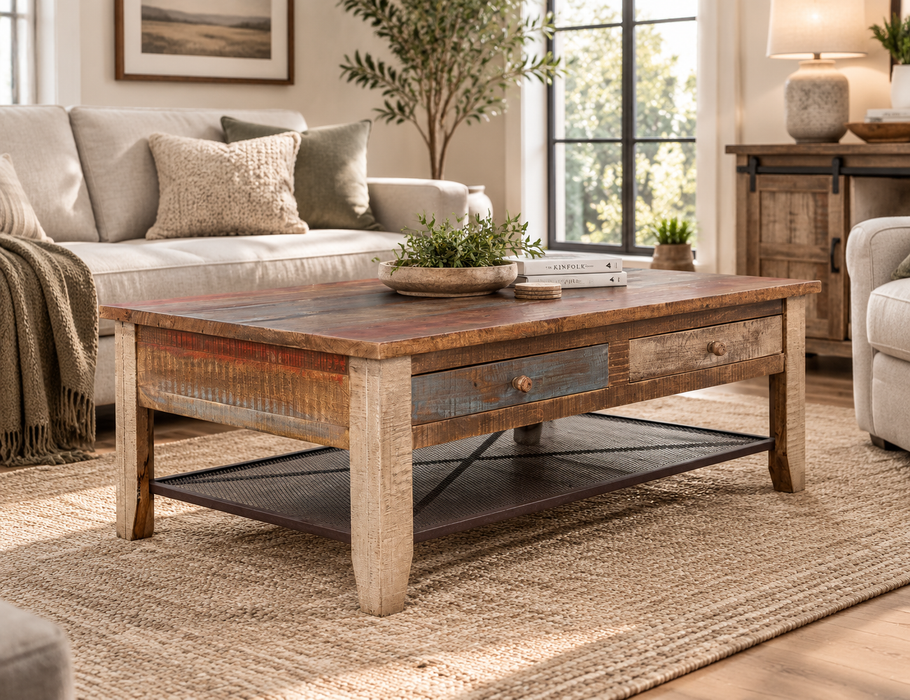 Antique, 4 Drawer Cocktail Table