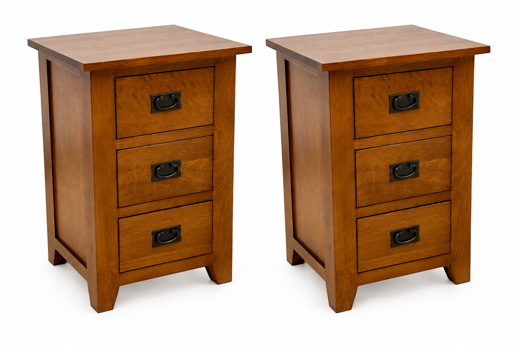Mission Quarter Sawn Oak 3-Drawer Nightstand | In Stock & Ready to Ship