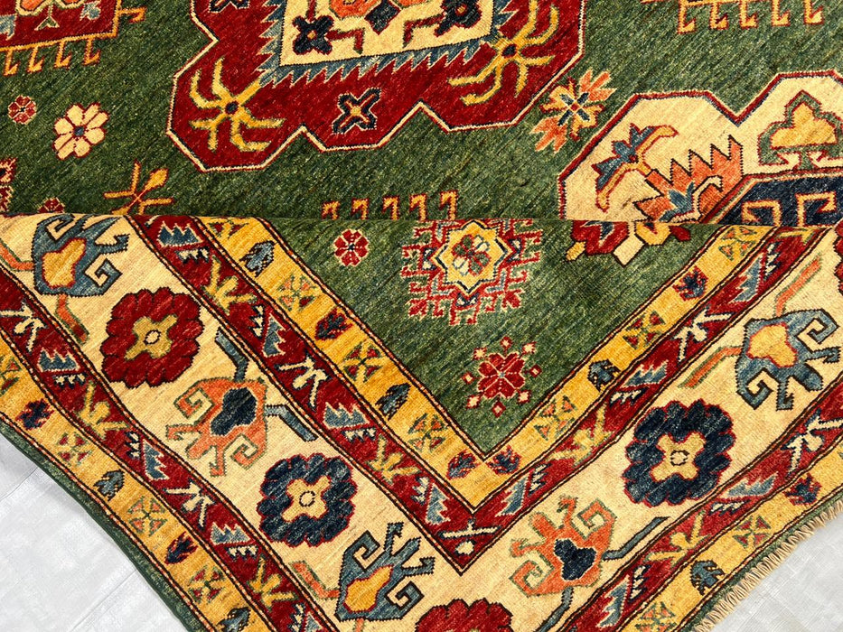 Hand-Knotted Vegetable Dye Kazak Rug from Pakistan, 8' 4 x 8' 0"