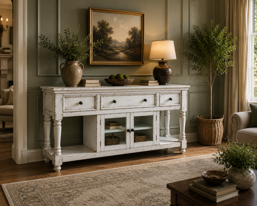 Varona Mango Wood White TV Stand - 70"
