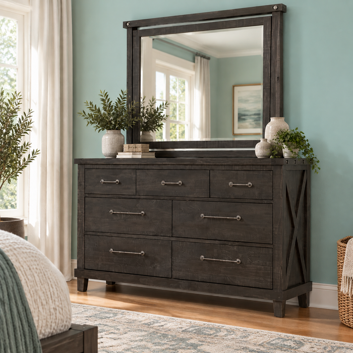 Oak Park Cross Bar 7 Drawer Dresser