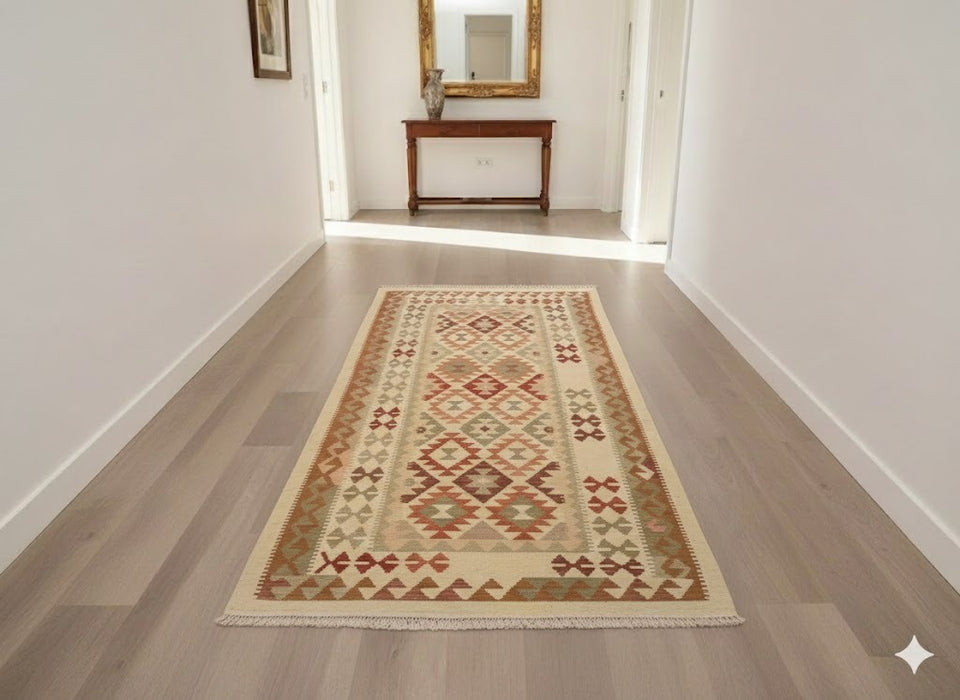 Afghan Kilim Handwoven flatweave Rug – size 3' 11" x 7"