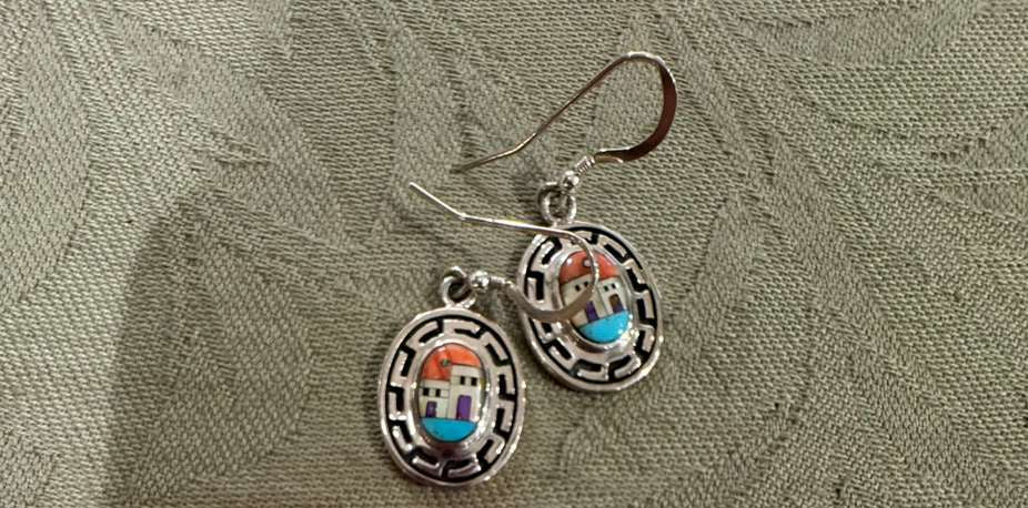 SS Oval Inlay Earrings