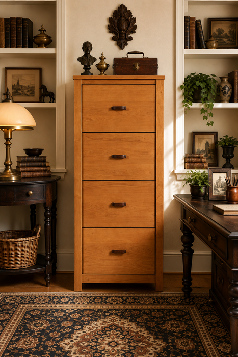 Heritage Cherry Solid Wood 4-Drawer Office File Cabinet