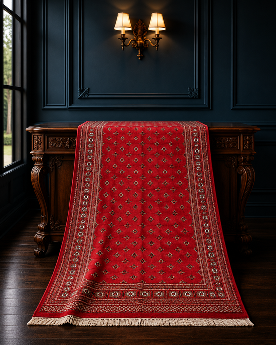 Hand-Knotted Pakistani Bokhara Rug – 100% Wool, size 8'2" x 9'7"