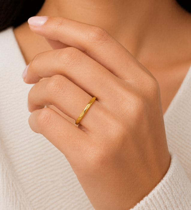 Sterling Silver Ring Plated with 1 Micron 18K Yellow Gold