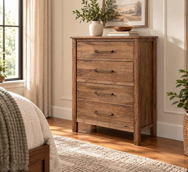 Susannah Solid Wood 4-Drawer Chest, Dresser