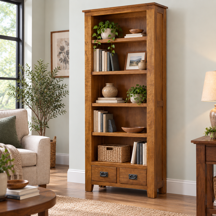 Mission Open Shelf Bookcase - Walnut