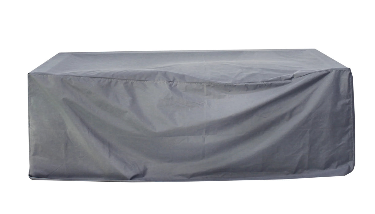 Paradiso Outdoor Solid Teak Wood Love seat Natural Look  - Gray Fabric