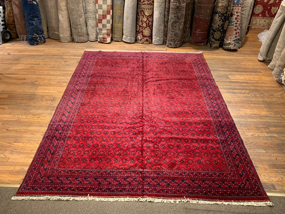 Terkaman Tribal Afghan Oriental Rug, size 8' 11" x 11" 4" (C)