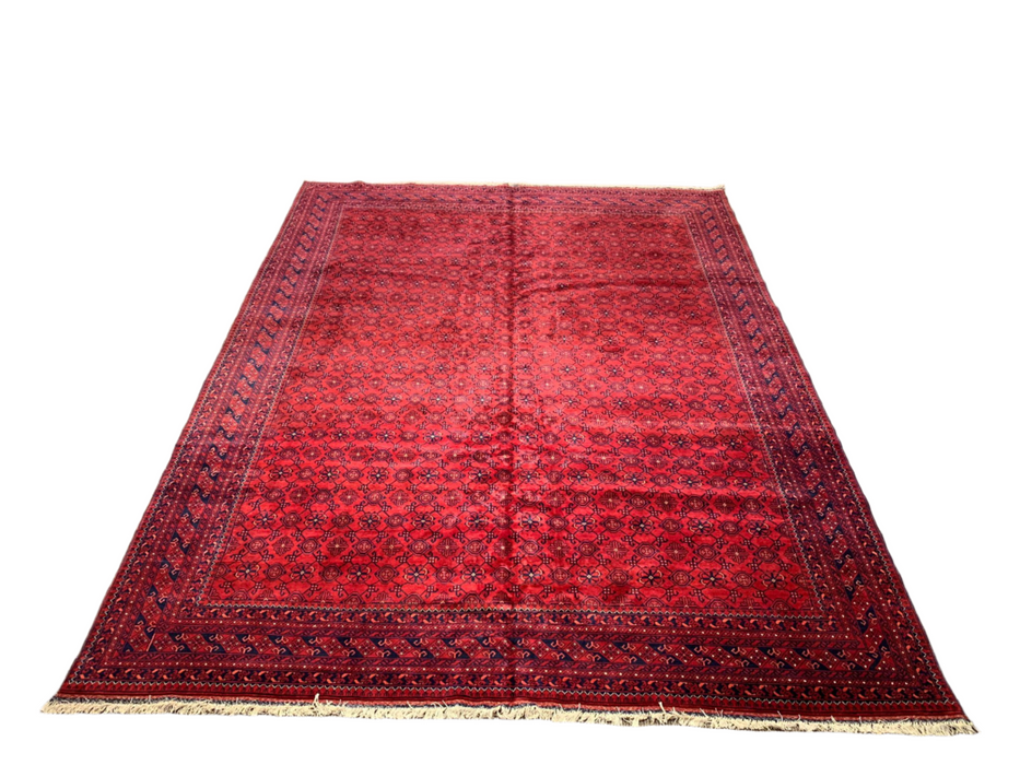 Terkaman Tribal Afghan Oriental Rug, size 8' 11" x 11" 4" (C)