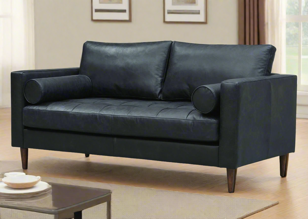 Alamo Top Grain Leather Love Seat - Slate