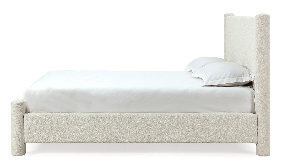 Milan Upholstered Platform Bed in Cottage Cheese Boucle