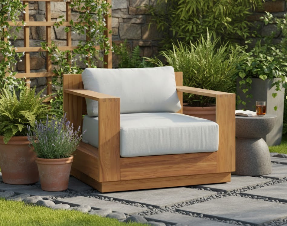 Imperial Grove Outdoor Solid Teak Wood Revolving Chair — Crafters and ...