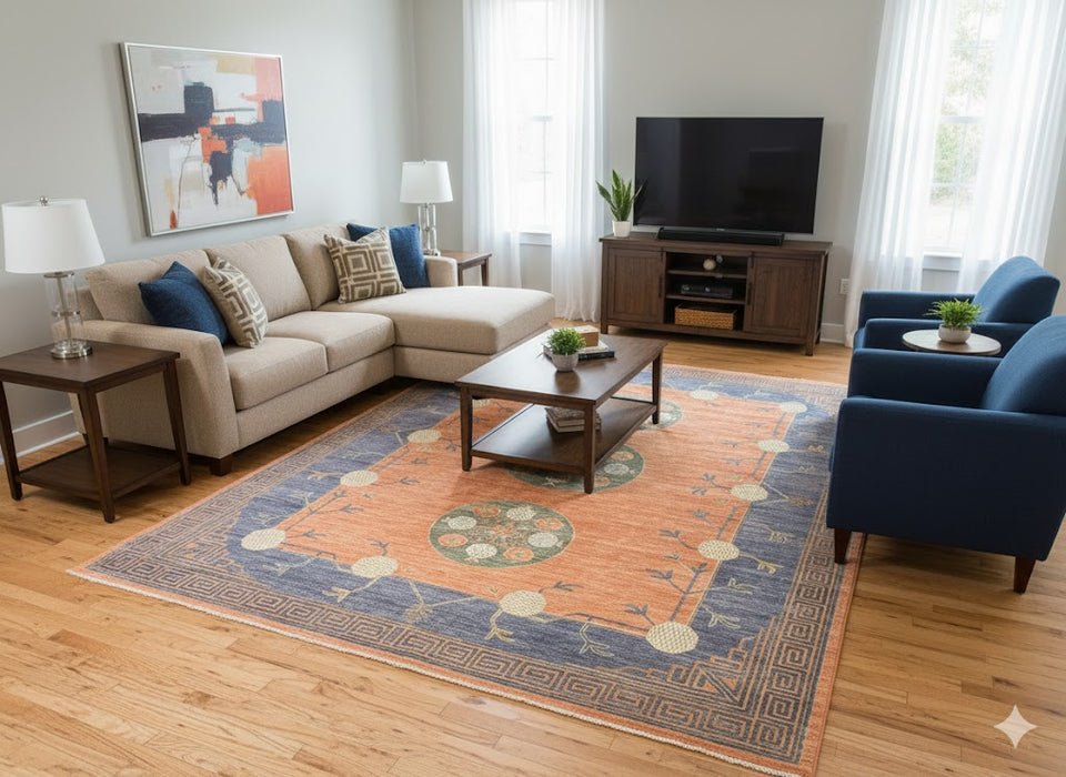 Khotan Pomegranate design Oriental Rug, size 8' 11" x 11' 6"  (D)