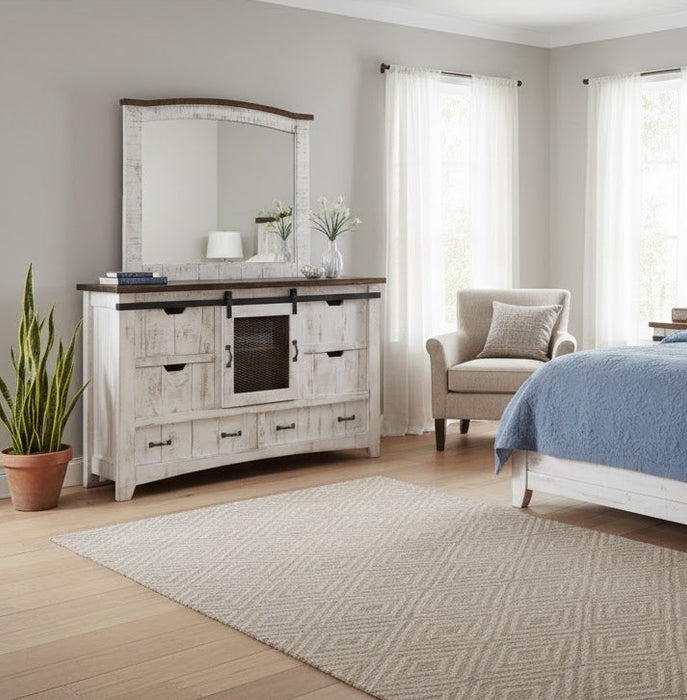 Greenview Sliding Door Dresser - Distressed White - 62"