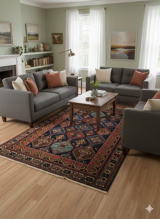 Timeless Beauty, Woven by Hand. Antique Persian Afshar Rug, size 5" x 7' 9"