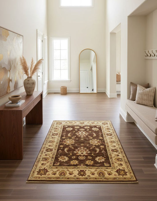 Hand-Knotted Sultanabad Vegetable-Dyed Wool Rug, 3' 4" x 4' 2"  (K)