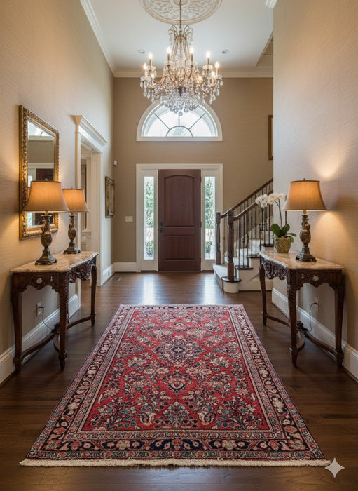 Timeless Beauty, Woven by Hand. Antique Persian Sarouk Rug, size 3' 5" x 5" (F)