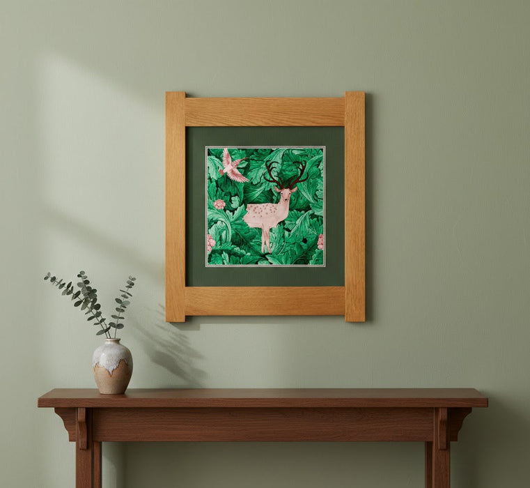 Arts & Crafts Mission Oak Framed Art with Woodland Harmony