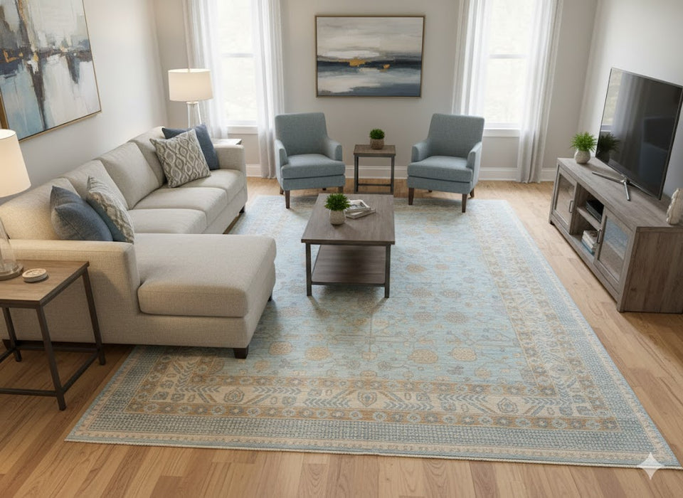 Hand-Knotted Sultanabad Vegetable-Dyed Wool Rug, 9' 6" x 13' 9"  (K)