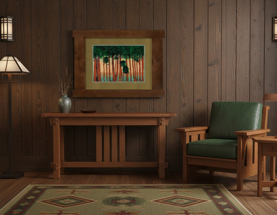 Arts & Crafts Mission Oak Framed Art with Silent Forest Walnut finish