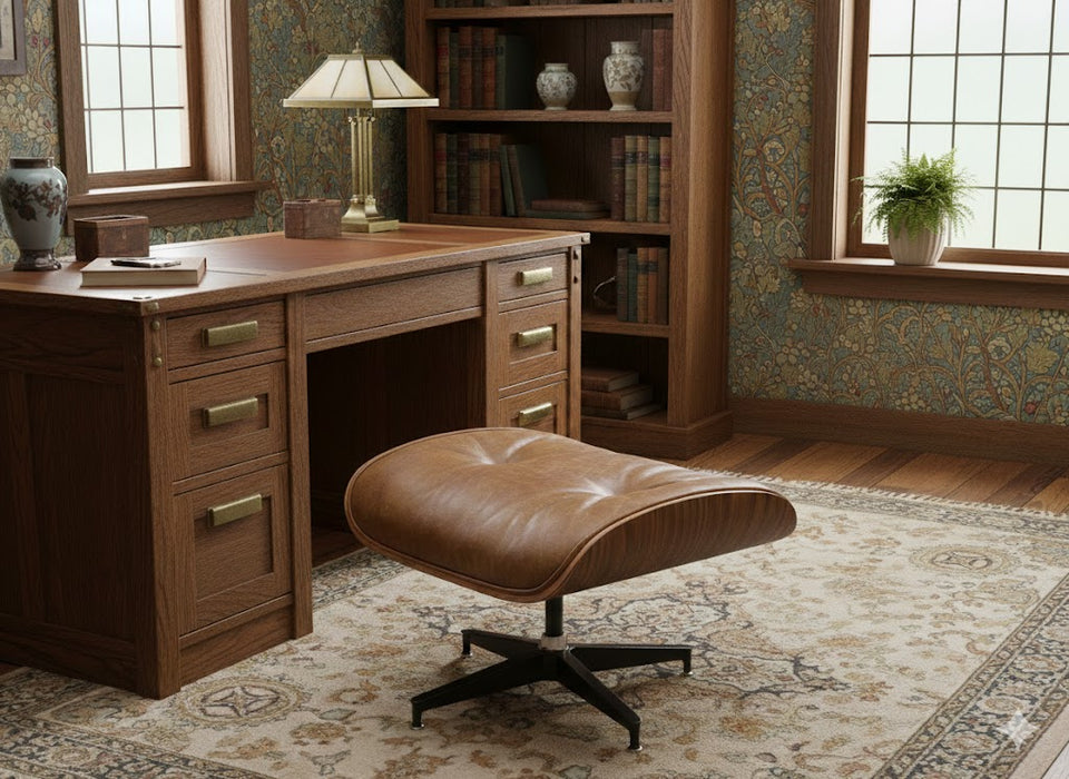 Luxury Lounge / Office Chair with Ottoman – Top Grain Leather