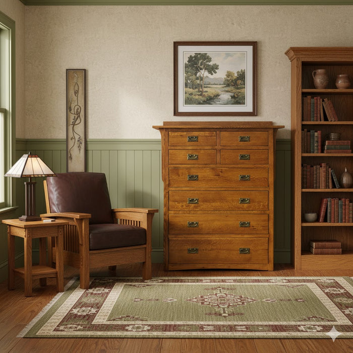 Mission Quarter Sawn Oak 8 Drawer Dresser