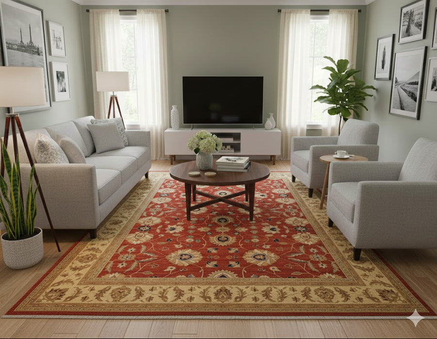 Sultanabad Oriental Rug, Red and Ivory, 8'2" x 10'